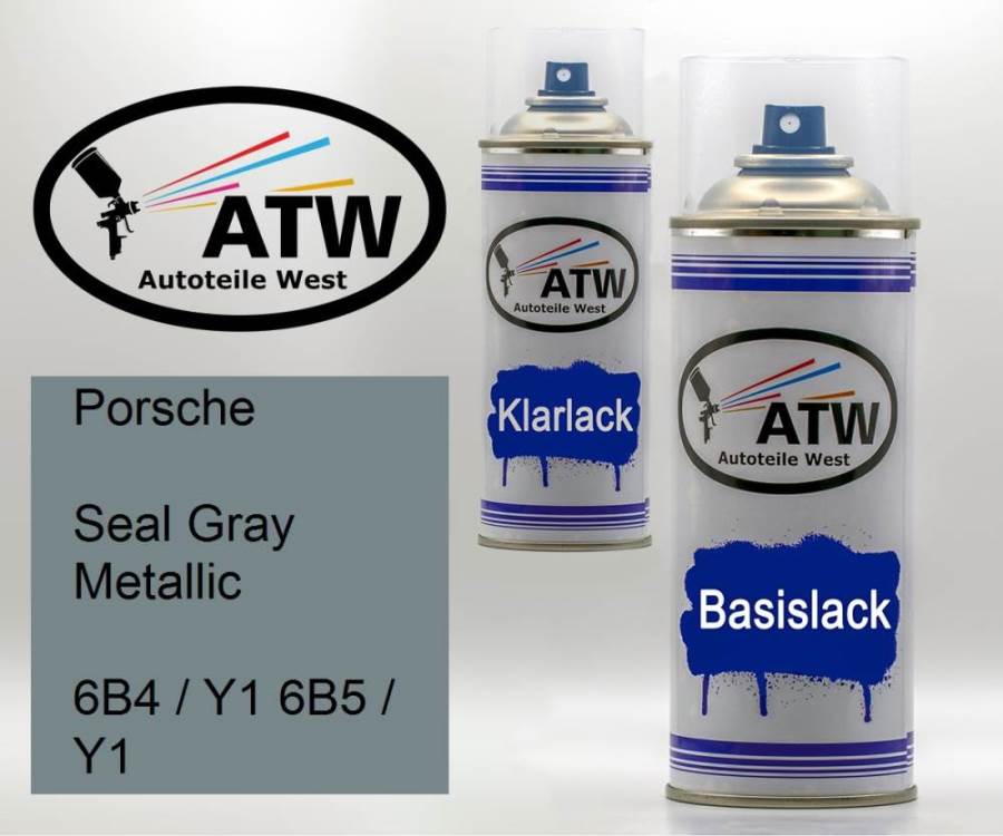 Porsche, Seal Gray Metallic, 6B4 / Y1 6B5 / Y1: 400ml Sprühdose + 400ml Klarlack - Set, von ATW Autoteile West.
